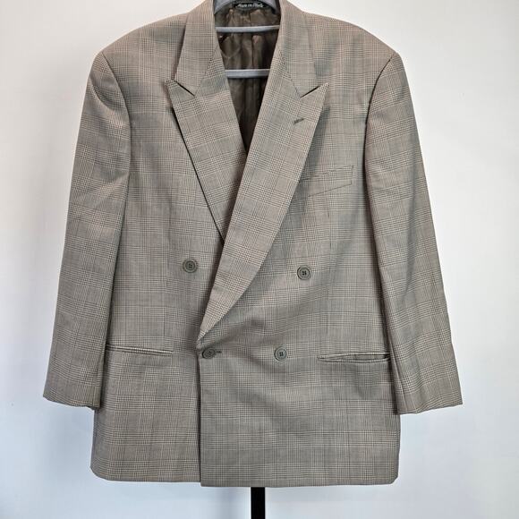 Giorgio Armani Wool Double Breasted Blazer Jacket Textured Gray Black 40 - Picture 1 of 8
